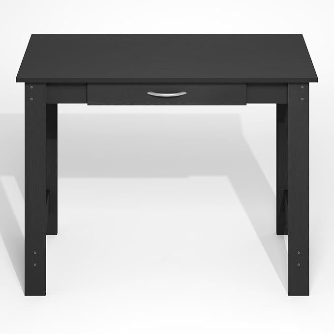 Furinno Jaya Desk, 39.2" Wide Computer Desk with H-Legs, Office Desk with Drawer, Writing Desk, with Drawer, for Home Office, Study Room, Dorm, Darkwood