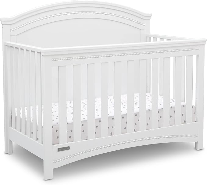 Simmons Kids SlumberTime Emma 4-in-1 Convertible Baby Crib N More - Greenguard Gold Certified, Bianca White