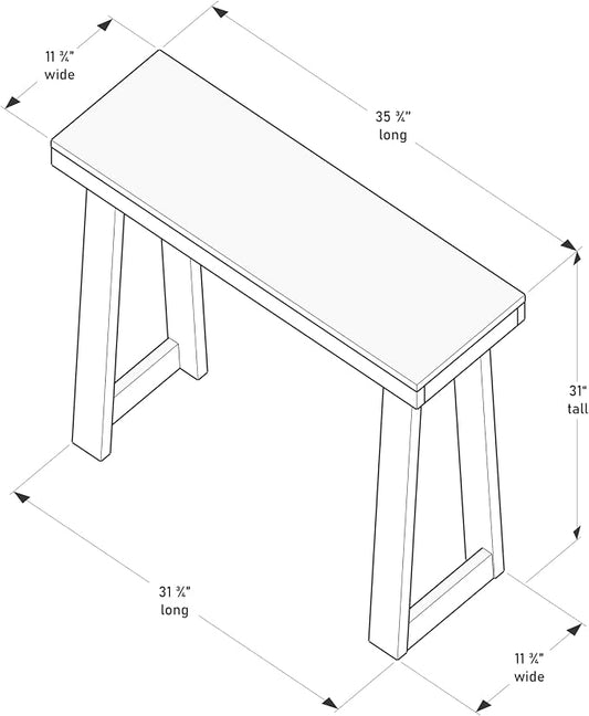 Plank+Beam Classic 36 Inch Console Table, Solid Pine Wood Entryway Table, Narrow Sofa Table for Hallway or Living Room, Seashell