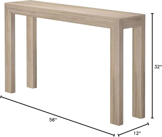 Plank+Beam Modern 56 Inch Console Table, Solid Pine Wood Entryway Table, Narrow Sofa Table for Hallway or Living Room, Blonde