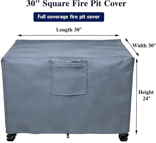 Chinchilla Heavy Duty 30 Inch Square Fire Pit Cover - 100% Waterproof & Weatherproof, Durable All-Season Protection for 28/29/30 Inch Propane Fire Pits and Tables