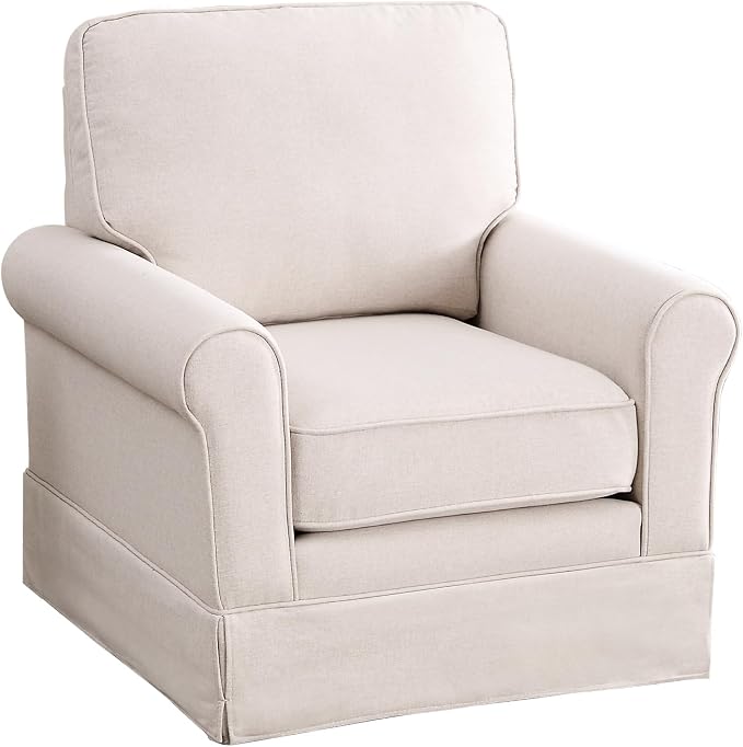 INZOY Swivel Accent Chair Set of 2 Mid Century Modern Chair, Comfy Swivel Barrel Reading Chair, Upholstered Square Chair for Living Room Bedroom Small Spaces, Fully Assembled, Beige