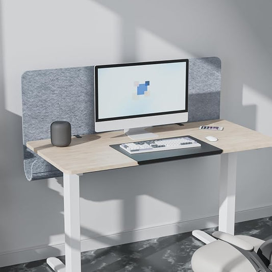 Desk Privacy Panel with Wire Management, 47.2 x 22.5 inch Sound Absorbing Felt Cubicle Desk Divider with Hidden Cord Organizer, Clamp or Screw Mount, Acoustic Partition for Office & Home