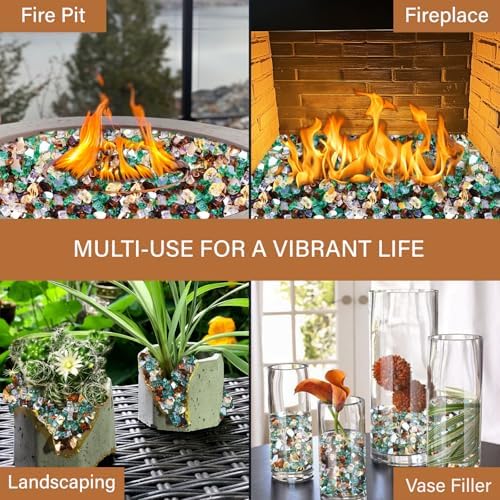 NUPICK 5 Pound Fire Glass, 1/4 Inch Reflective Fire Pit Glass
