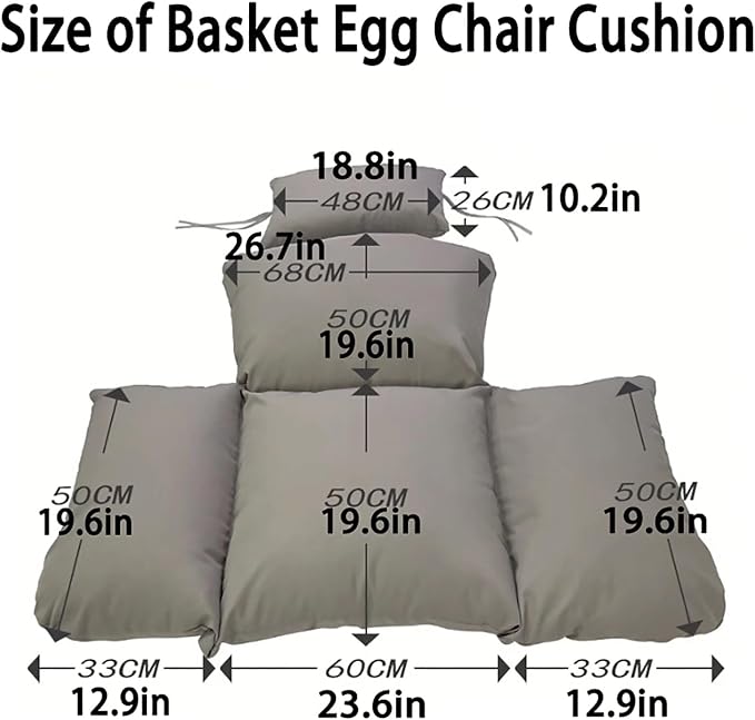 Indoor Outdoor Egg Chair Cushion Thick Printed Hanging Chair Cushions Soft Seat Pad for Patio Garden Bedroom Navy Green