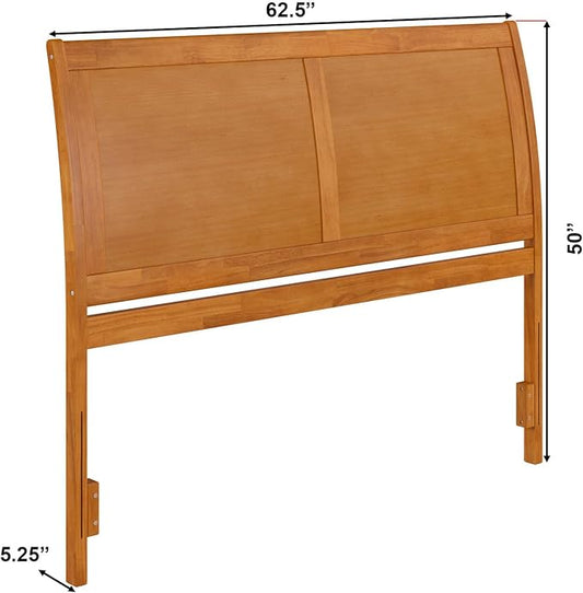 AFI, Portland Queen Sleigh Solid Wood Panel Headboard, Light Toffee