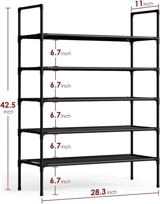 Multi Tier Shoe Rack for Closet Metal Wide Shoe Storage Organizer Oxford Fabric Cover Shoe Shelf for Entryway, Bedroom, Floor, Closet, Porch, Dorm, Living Room