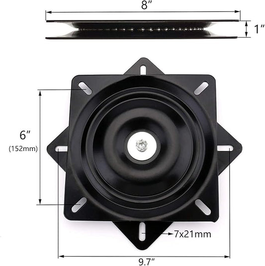 AAGUT 8" Swivel Plate Mechanism for Recliner Chair & Bar Stool Heavy Duty Swivel Base Square Swivel Furniture Replacement Coated 360 Degree Turntable