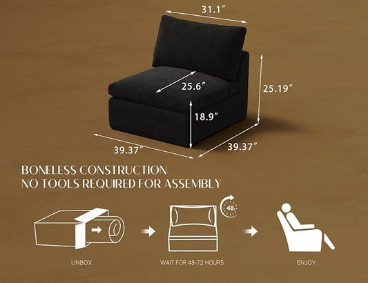 ohllob Middle Back for Cloud Sectional Couches Living Room, Modular, Boneless