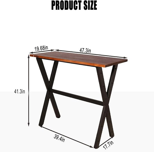 Industrial Rectangle Bar Table Vintage High Breakfast Dining Table in Kitchen Rustic Coffee Table Farmhouse Studying&Working Desk 47.3 * 19.7 * 41.3inch(L*W*H)