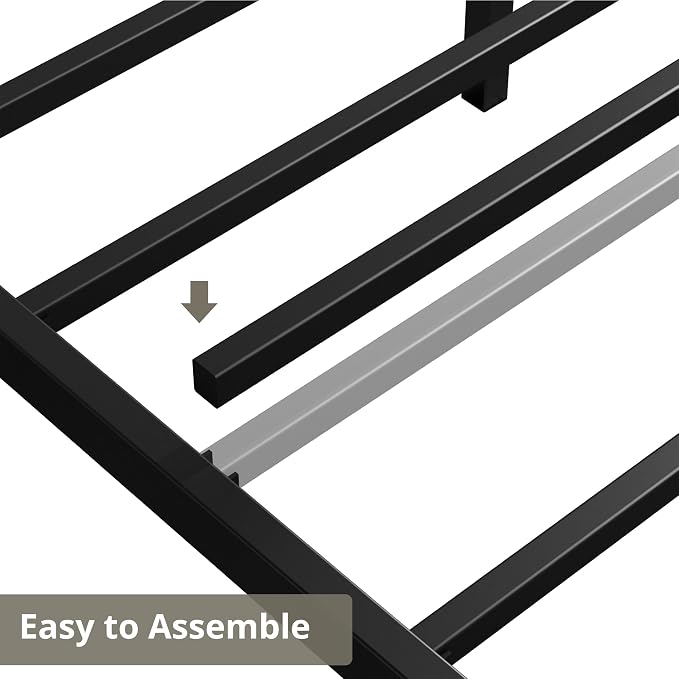 ANCTOR California King Bed Frame, Storage Headboard with Charging Station, Platform Bed Frame with Strong Metal Support, Sturdy & Stable, Noise Free, No Box Spring Needed, Easy Assembly,Wood and Cream