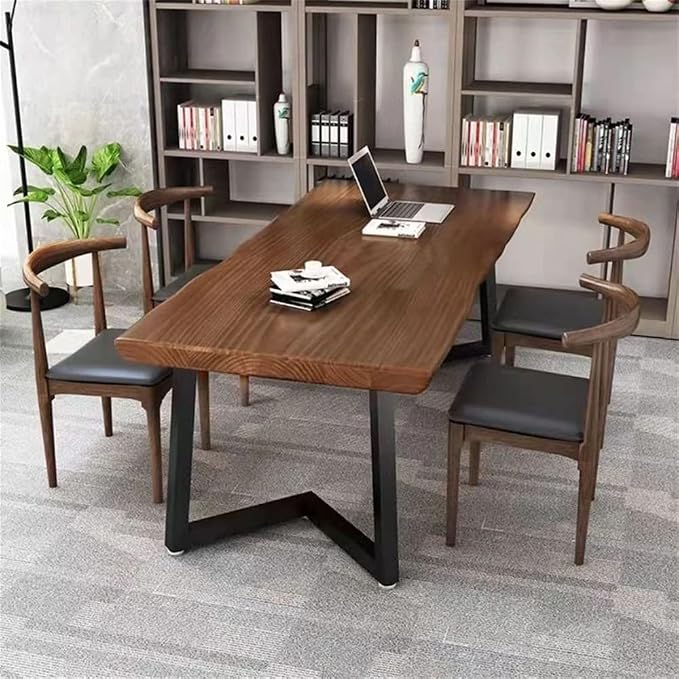 LAKIQ Solid Wood Home Office Writing Desk Industrial Rectangular Dining Table Farmhouse Home Working Table Desktop Computer Desk Home Writing Table-Table Only(47.2" L x 23.6" W x 29.5" H)