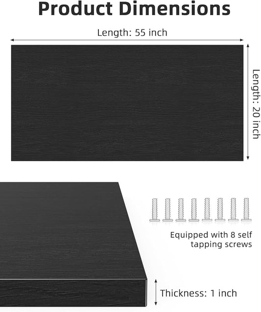 Universal 55 x 20 One-Piece Solid Wood Table Top, 1" Thick Desktop for Stand Up Height Adjustable Desk Frames, Home Office Tabletop, Countertop DIY