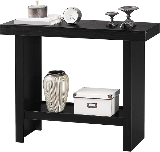 MAHANCRIS Console Table, 39.4'' Black Rectangular Entryway Table, Modern Console Table with Storage, Sofa Tables for Hallway, Foyer, Living Room, Easy Assembly, Black CTHB16801