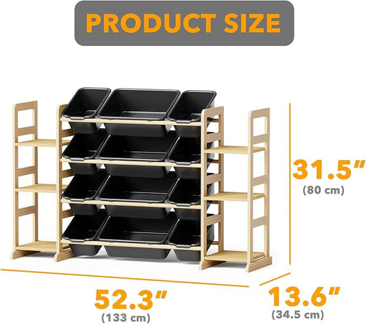 SpaceAid Toy Storage Organizer with 6 Shelves and 12 Bins, Toy Organizers Storage Bookshelf, Kids Bin Shelf Toys Box Bookcase for Bedroom Playroom Organization Room Decor, True Black
