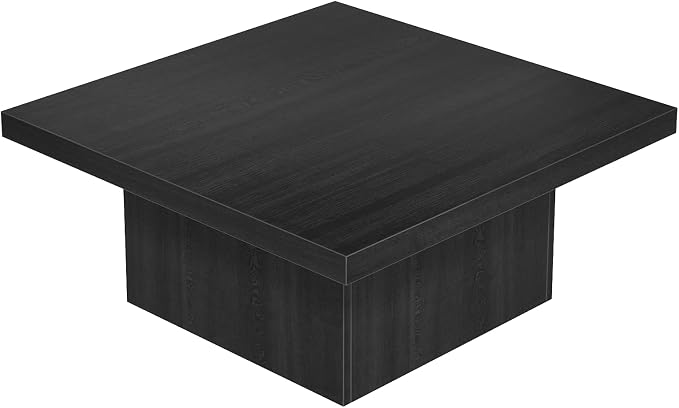 Square Coffee Table,Wooden Living Room Table,Center Table with a Large Tabletop,35.4" x 35.4",for Small Spaces, Apartments, Living Rooms, Black