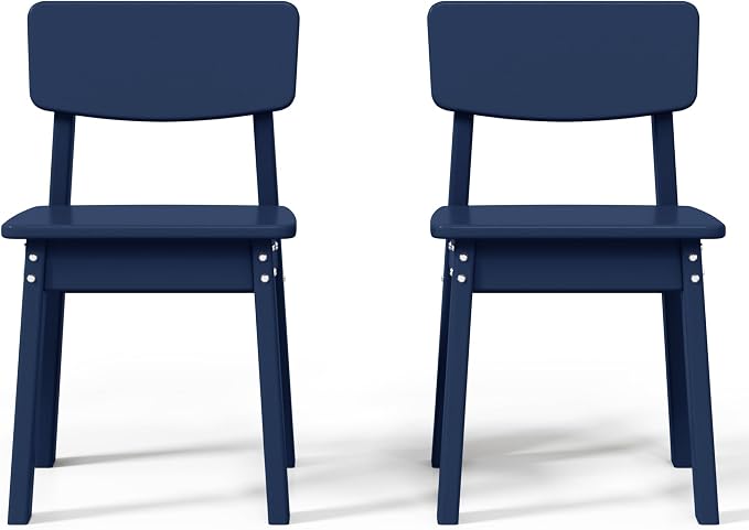Costaelm Outdoor Kids Dining Chair Set of 2,Step Stool Toddler Chair, Navy Blue
