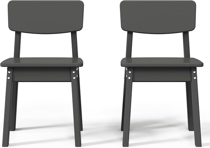 Costaelm Outdoor Kids Dining Chair Set of 2,Step Stool Toddler Chair, Gray