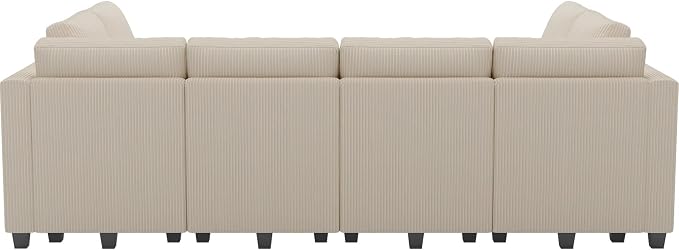 Belffin Oversized 12 Seat Modular Sectional Sleeper Sofa Convertible Sleeper Sofa with Storage Seat Large Corduroy Modular Sectional Couch for Living Room Beige