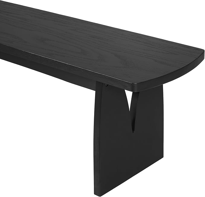 Christopher Knight Home 63" W Dining Bench, Modern Farmhouse Entryway Bench Indoor, Solid Wood Bench with Acacia Legs & MDF Seat, Long Bench for Dining Room Bedroom End of Bed Hallway, 400 lbs, Black