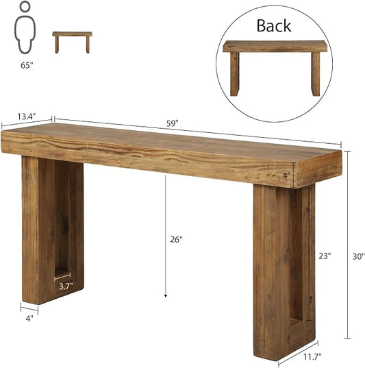 HOKYHOKY Reclaimed Solid Wood Console Table, 59" Long Farmhouse Entryway Table, Rectangular Couch Tables Behind Sofa, Accent Tables for Hallway, Entrance, Foyer, Living Room