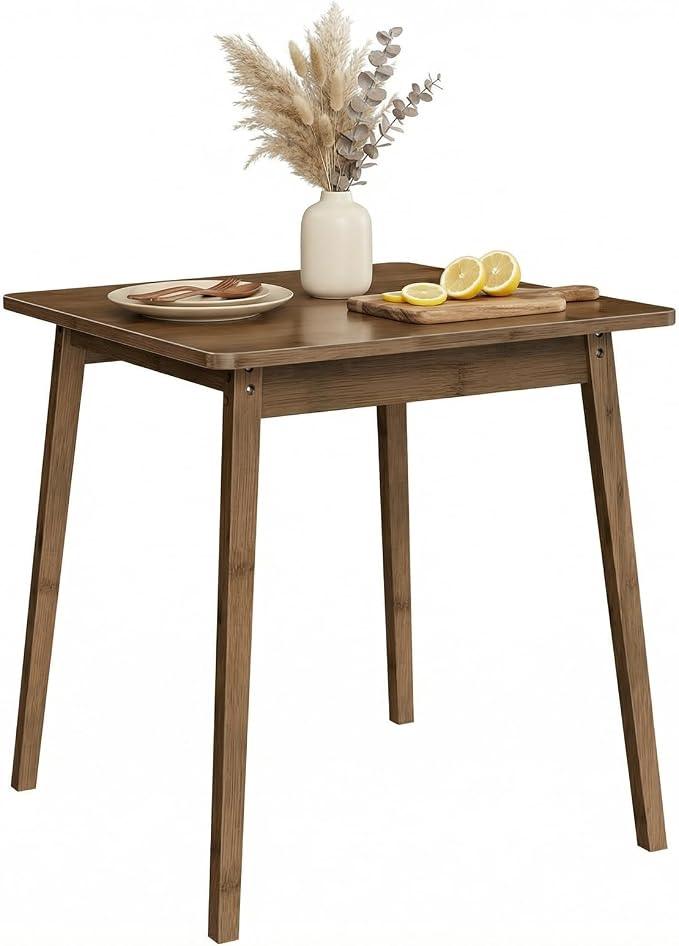 HOOBRO Bamboo Dining Table, Square Dining Table for 2, 27.6" Kitchen Table for Small Space, Writing Table, Easy to Assemble, for Dining Room, Living Room, Office, Kitchen, Apartment, Brown BR70CZ01G1