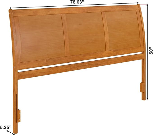AFI, Portland King Sleigh Solid Wood Panel Headboard, Light Toffee