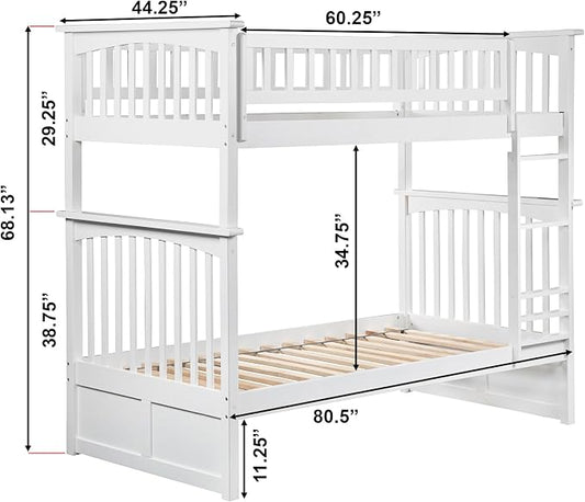AFI, Columbia Bunk Bed Twin Over Twin, White