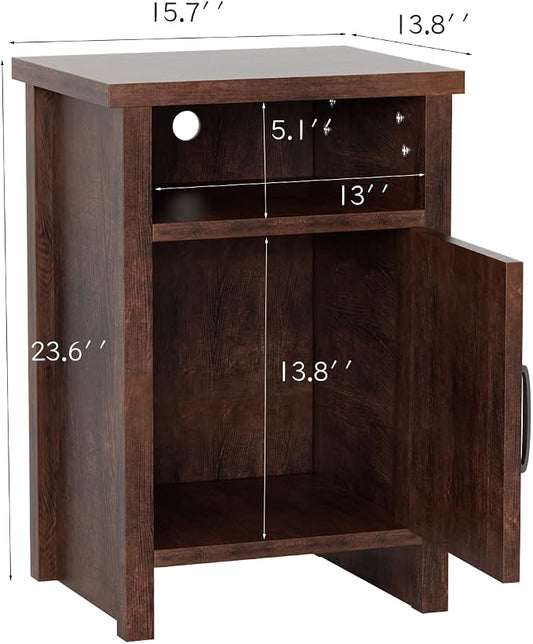 YESHOMY Farmhouse Modern Nightstand with Shelf and Barn Door, Set of 1 for Bedroom, Espresso