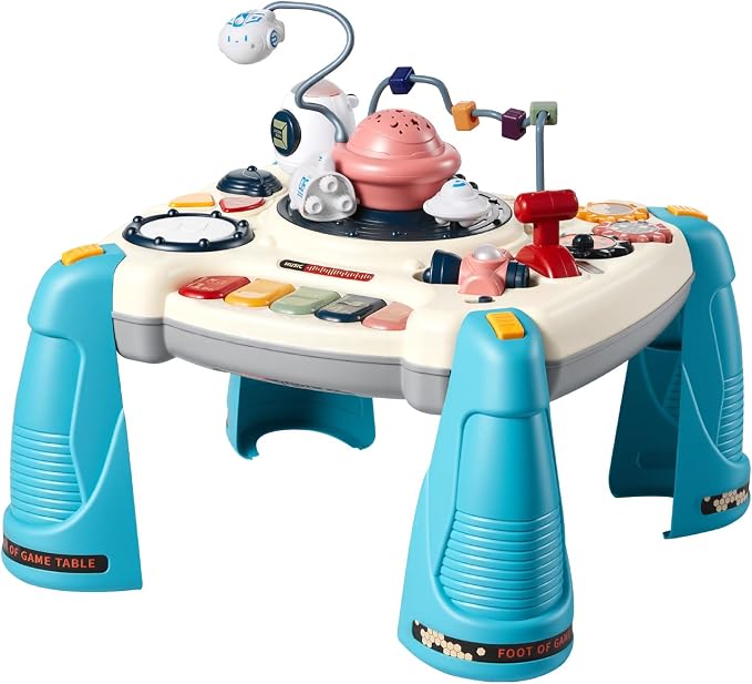 VEVOR Baby Spacecraft Musical Table Toys for Toddlers 6–18 Months, Learning Activity Desk with Space Theme & Soft-Glow Star Projector & 60+ Sound Sources, Toddler Learning Table, for Kids 6-18 Months
