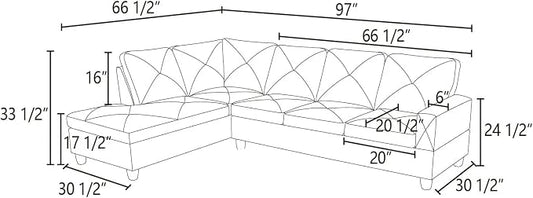 L-Shaped Sectional Sofa, Modern 4-Seat Couch with Left Facing Chaise, Sectional Couch for Living Room, Apartment, Office, Blue
