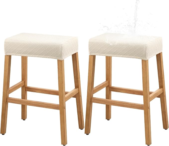 YISUN Stool Covers Rectangle - 2 Pack Stretch Waterproof Saddle Seat Cover Counter Bar Stools Bar Chairs Covers Kitchen Island Chairs Cushion Protector