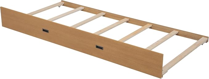 Bellemave Queen Over Queen Size Bunk Bed with Trundle for Kids/Adults,Solid Wood Bunk Bed Frame Queen Size with Ladder & Safety Guardrails,Wood Color