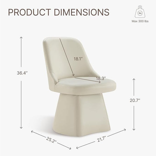 KISLOT Swivel Dining Chairs Set of 1, Upholstered Mid Century Modern Deskchair with High Back, Faux Leather Kitchen Chairs for Dining Room, Bedroom, Dressing Room, Cream