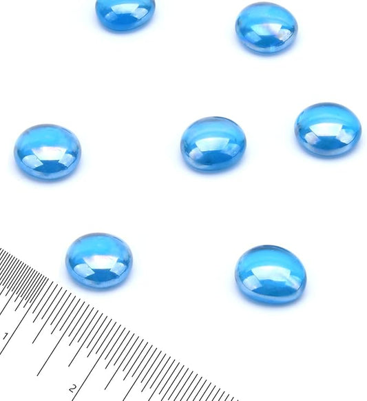 GasSaf Blue Fire Glass Beads for Outdoor Fire Pit, Fireplace, Replaces Existing Gas Logs & Lava Rocks, 3/4 Inch Glass(10 Pound)(Caribbean Blue Luster)