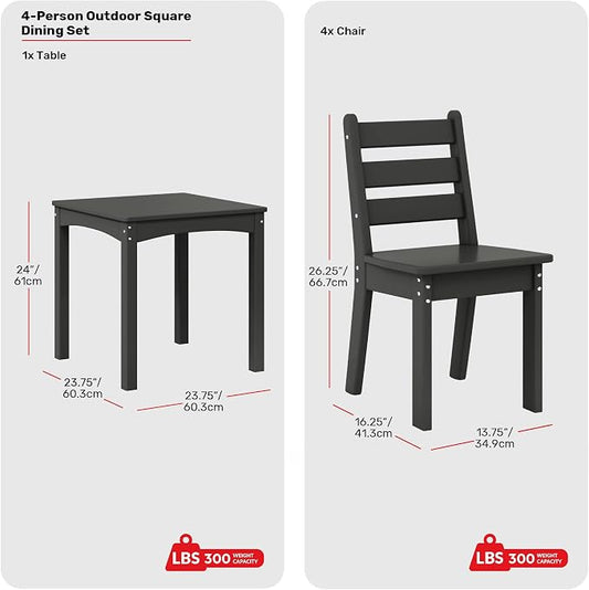 Costaelm Kids Table and 4 Chair Set, Activity Table Chair Set, Toddler Game, Playroom Furniture, Picnic Table Chairs, 5 Piece Dining Table Set, Gray