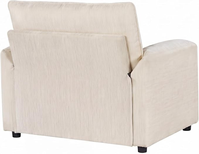 Oversized Accent Chair, 41 inch Modern Armchair for Living Room, Wide Reading Chair w/Deep Seat Springs Cushion, Padded Arms, Chenille Single Sofa Chair for Bedroom, Apartment, Beige