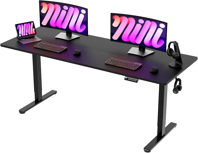 Monomi 79" Electric Standing Desk for Home Office - Large Adjustable Height Desk with 178 lbs Weight Capacity, 3 Memory Presets, Quiet Motor, Anti-Collision (Black)