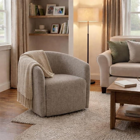 HomePop 360° Swivel Barrel Accent Chair - Midtone Gray Fabric