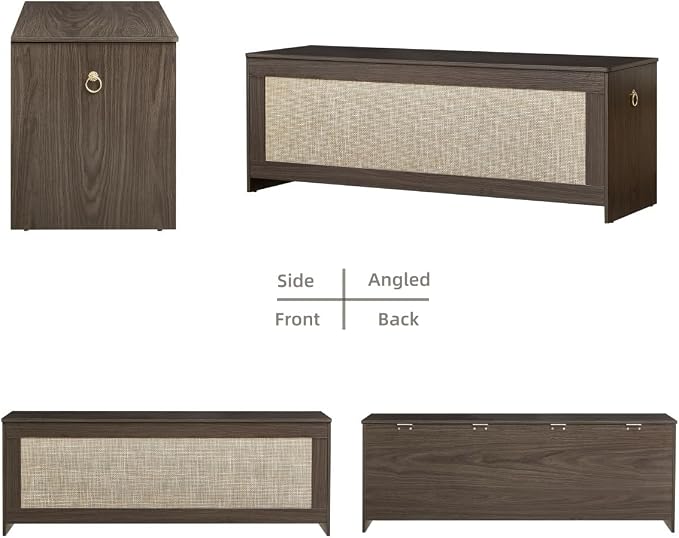 51.2" Storage Chest Extra Large,Storage Bench with 2 Safety Hinges,Wooden Shoe Bench,51.2x15.7x18.3 Inch,Easy Assembly,Storage Bench for Bedroom,Living Room,entryway(Obsidian Black)