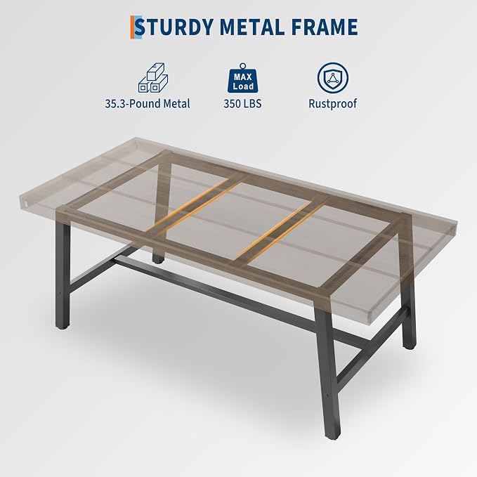 GarveeHome Industrial Dining Table for 4-6 People, 63" Long Large Kitchen Table with Sturdy Metal Frame, Rectangular Counter for Dinner, Kitchen, Dining Room (Grey, 63" Non-extendable)