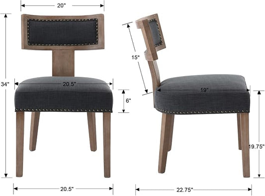 RIVOVA Upholstered Dining Chairs Set of 6 with Nailhead Trim, Modern Wooden Kitchen Chairs Fabric Side Dining Room Chair Farmhouse Dinner Chair, Charcoal