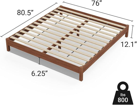 LIFEMENT King Bed Frame Signature Wood Platform, Noise Free, Under Bed Storage, No Box Spring Needed, Easy Assembly, New Walnut