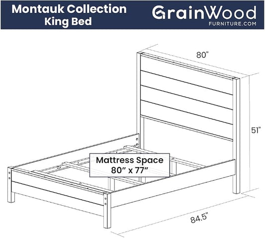 Grain Wood Furniture Montauk Solid Wood Bed, King Size, Rustic Walnut