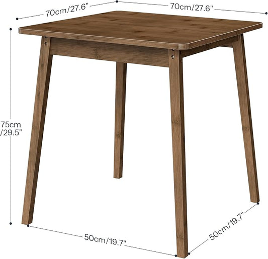 HOOBRO Bamboo Dining Table, Square Dining Table for 2, 27.6" Kitchen Table for Small Space, Writing Table, Easy to Assemble, for Dining Room, Living Room, Office, Kitchen, Apartment, Brown BR70CZ01G1