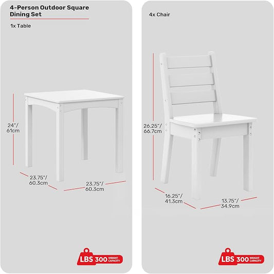 Costaelm Kids Table and 4 Chair Set, Activity Table Chair Set, Toddler Game, Playroom Furniture, Picnic Table Chairs, 5 Piece Dining Table Set, White