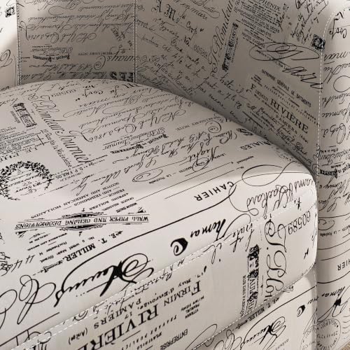 BELLEZE Accent Barrel Chair Set of 2, Linen Round Chair Club Tub Sofa Corner Chair with Flared Legs and Cozy Soft Padding for Living Room Bedroom Waiting Room - Black & Beige