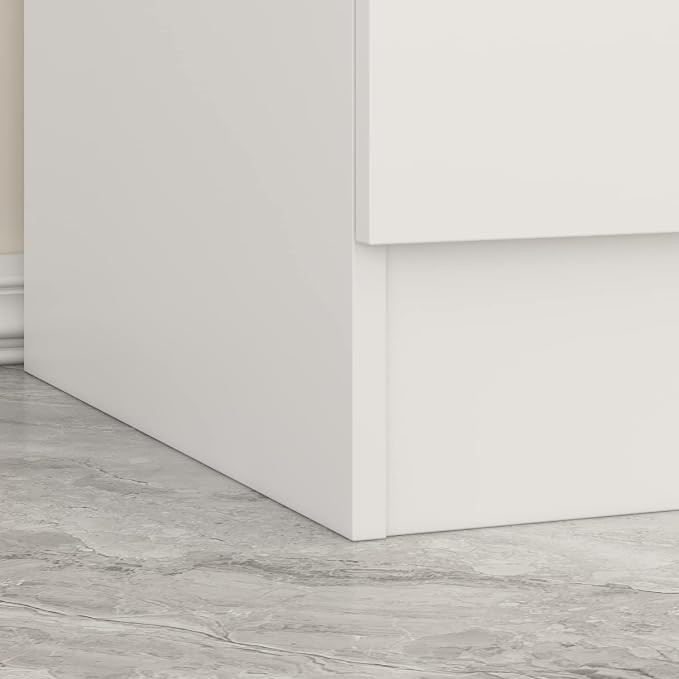 ECACAD Wardrobe Armoire with Mirror, 5-Tier Shelves, 2 Drawers, 2 Hanging Rods and 4 Doors, Wooden Closet Storage Cabinet for Bedroom, White (63”W x 19.7”D x 70.9”H)