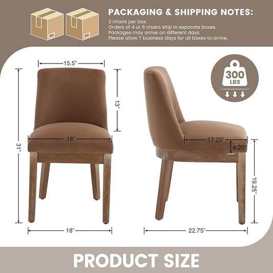RIVOVA Upholstered Dining Chairs Set of 4, Modern Wooden Dining Room Chair Linen Fabric Kitchen Chairs Farmhouse Dinner Chair with Hardwood Frame, Khaki