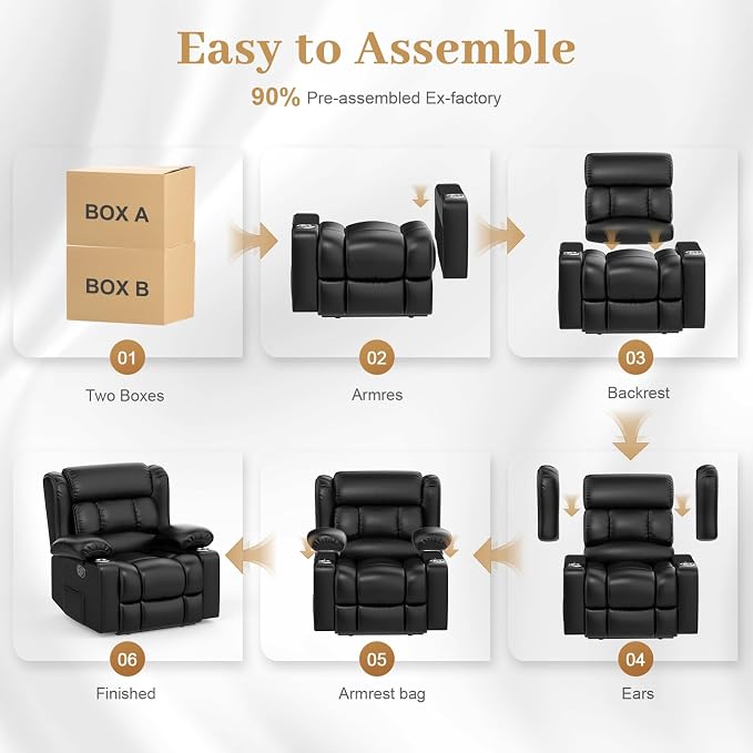 Loveseat Recliner Sofa Set with 2+1 Pieces, 2 Seater Minimalist Style Manual Pull Tab Reclining Loveseat with USB Charge Ports, Cup Holders, Recliner Couches for Living Room, RV, Black